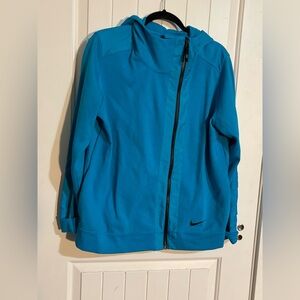 Nike Zip up Hoodie Sweatshirt Teal Blue Size XL asymmetrical zipper.